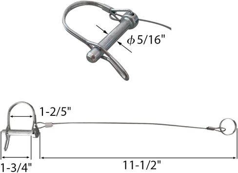 Trailer Coupler Pin, 5/16-Inch Diameter x 1-3/4-Inch Long Prevents Loss, Plastic Coating Tether, Length 11-1/2" with Steel Quick Release Ring 10Pcs in Saudi Arabia