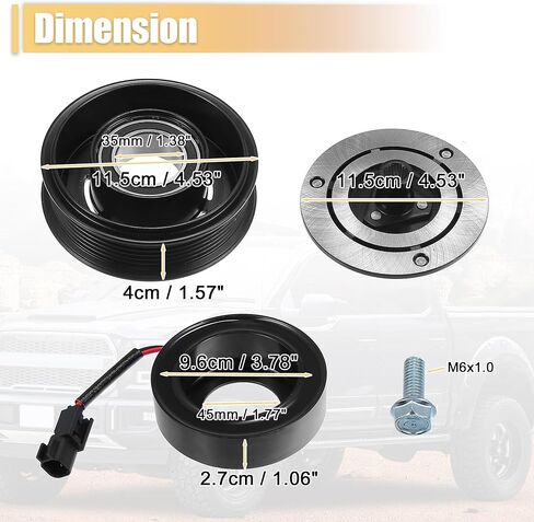 X AUTOHAUX التيار المتناوب قابض الضاغط عدة لفورد F-150 8CYL 5.4L 2007 2008 2009 6 الأخدود A/C مخلب لفائف بكرة لوحة إصلاح الجمعية in Kuwait