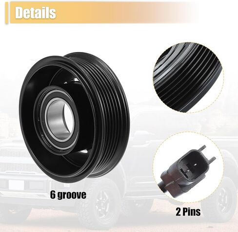 X AUTOHAUX التيار المتناوب قابض الضاغط عدة لفورد F-150 8CYL 5.4L 2007 2008 2009 6 الأخدود A/C مخلب لفائف بكرة لوحة إصلاح الجمعية in Kuwait