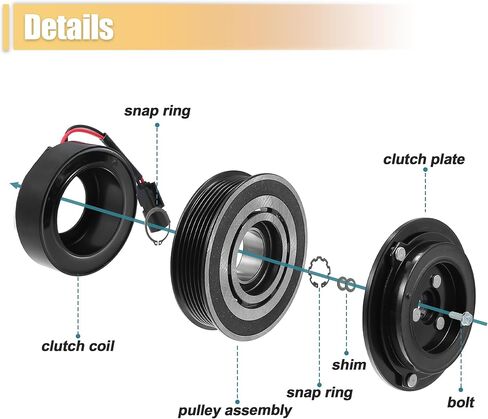 X AUTOHAUX التيار المتناوب قابض الضاغط عدة لفورد F-150 8CYL 5.4L 2007 2008 2009 6 الأخدود A/C مخلب لفائف بكرة لوحة إصلاح الجمعية in Kuwait