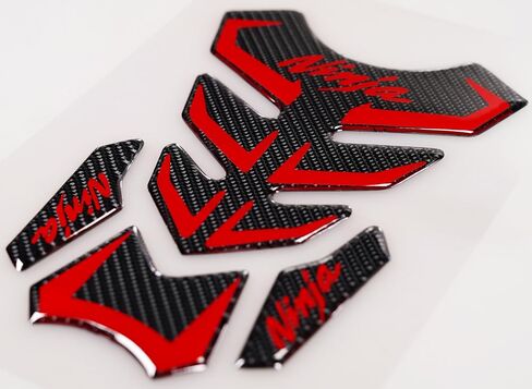5D Real Carbon Fiber, Motorcycle Decal Vinyl Tank Protector, Tank Pad for Ninja 650 ZX636 ZX600 ZX-10R ZX14 ZX1400 ZX14R ABS 1000 ZX100, 2 Pcs Per Set(RED) in Saudi Arabia
