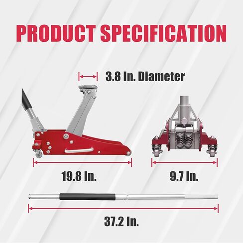 BIG RED T825051 Torin Hydraulic Low Profile Trolley Service/Floor Jack with Single Piston Quick Lift Pump, 2.5 Ton (5,000 lb) Capacity, Red in Saudi Arabia
