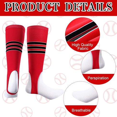 12 زوجًا من مجموعات ركاب البيسبول تتضمن 6 أزواج من ركاب البيسبول و6 أزواج من الجوارب البيضاء تحت الركاب، جوارب صحية، جوارب البيسبول، جوارب رياضية مخططة لكرة القدم للرجال والنساء in Kuwait