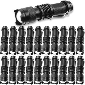 LED Flashlight 20 Pack,Super Bright Torch Mini Flashlights High Lumens with 3 Modes, Small Waterproof Adjustable Focus Zoomable Flash Light EDC Flashlight for Indoor Outdoor Camping