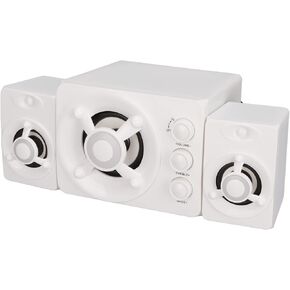 Zunate Computer Speakers, USB Powered Small PC Speakers Stereo Subwoofer Multimedia Wired Speaker with RGB LED Light for PC Laptop (New Version White)