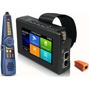 EVERSECU 5 in 1 CCTV Tester with Cable Tracer Support Up to 4K IP Camera & 8mp Megapixel AHD, TVI, CVI & CVBS Analog Camera, Security Video Monitor with 4" Touch Screen, POE Out, WiFi Test, PTZ Test