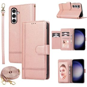 Compatible with Samsung Galaxy S24 Plus S24+ 5G Wallet Case Wrist Strap, Crossbody Strap, Mirror Leather Flip Folio Credit Stand Cell Phone Cover for S24plus 24S + S 24 24+ Women Men Purple in Saudi Arabia