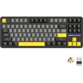 ATTACK SHARK X87 Wireless Mechanical Gaming Keyboard, Tri-Mode BT5.0/2.4GHz/USB-C Gasket Hot Swappable Custom Keyboard, Pre-lubed Strawberry Switches, 75% TKL RGB Backlit Keyboard-Star Black