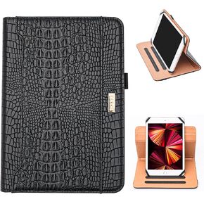8 inch Tablet case,7 inch Tablet case, Universal Tablet case for 7"- 8.5" Tablets,360 Degree Rotating Case Protective Cover with Kickstand and Multiple Viewing (Black)