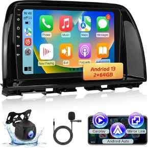 EKAT Car Stereo for Mazda CX-5 CX5 CX 5 2012-2015 - 9 Inch 2+64G Android Touchscreen Radio with Wireless Carplay and Android Auto, HiFi/WiFi/GPS/SWC + AHD Backup Camera