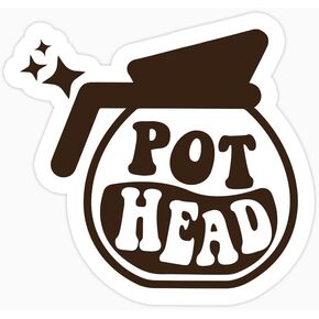 (3pcs) Coffee Pot Head Coffee Sticker - Funny Stickers - Laptop Decals - Tumbler Stickers - Coffee Stickers - Water Bottle Sticker - Water Bottle Decal (Size 3""), White