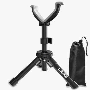 UUQ QV3 Rifle Rest Tripod with 8.7“- 18.7" Height Adjustment, Lightweight Aluminum Cast Construction, Portable Bench Rest with Removable 360° Rotate Yoke Holder for Shooting