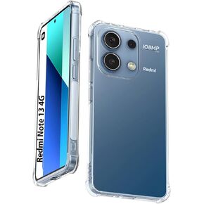 Case for Redmi Note 13 4G 6.67 Inch Clear TPU Four Corners Military-Grade Protection Cover Transparent Soft funda