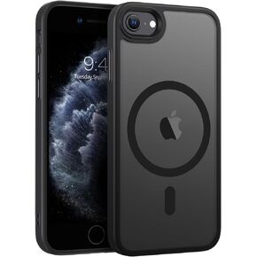 Telaso for iPhone SE Case, Magnetic Case for iPhone SE 2022, iPhone SE 2020 Case, iPhone 8/7 Case Compatible with Magsafe Translucent Matte Anti-Scratch Protective iPhone SE Phone Case, Black