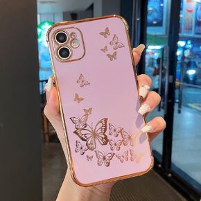 ZTOFERA for iPhone 11 Case, Protective Case for Women Cute Electroplated Butterfly Gold Edge Shockproof Slim Soft TPU Bumper Girls Men Phone Cover for iPhone 11 (6.1"), Black