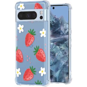 Buleens for Google Pixel 8A Case 6.1" - Clear Flexible TPU Women Cute Girls Protection Phone Cover Slim Fit Shockproof Girly Aesthetic Pretty Unique Design Pattern for Pixel 8A Phone Case, Mushroom