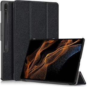 Case for Samsung Galaxy Tab S9 Ultra/ S8 Ultra 14.6 Inch Tablet,Slim Lightweight Trifold PC Cover with Auto Wake/Sleep Function,Black