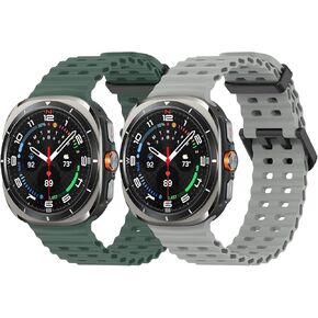 2-Pack Ocean Silicone Sport Bands For Samsung Galaxy Watch Ultra 47MM Band, Adjustable Breathable Soft Waterproof Strap For Galaxy Watch 7 Ultra