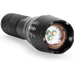 M MAKETHEONE Red Green White Flashlight, 1000 lumens Powerful LED Waterproof Adjustable Focus Tactical Torch for Fishing, Hiking, Camping, Caving, Outdoor Activities