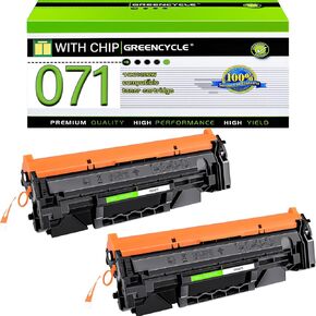 greencycle 071 with Chip Compatible Replacement for Canon 071 CRG 071 Black Toner Cartridge LBP122dw LBP122 LBP120 MF270 Mf272dw Mf273dw Mf275dw(2Pk,with chip Show Ink Level)