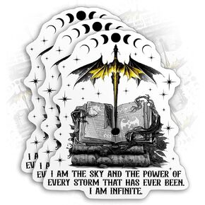 (3PCS) Fourth Wing Inspired Sticker Dragon Rider Sticker Fantasy Books Bookish Kindle Decal I Am The Sky 3" Die-Cut Waterproof Vinyl Sticker for Water Bottle Tumbler Phone Case Laptop Cars (3 Inches)