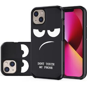 for iPhone 13/14 Case, Cute [Don't Touch My Phone] Shockproof Dual Layer Heavy Duty Protective Silicone Plastic Cover for Girls Women Boys Men Phone Case (iPhone 13/14 6.1-inch)