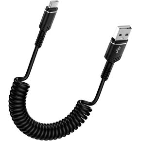 USB to USB C Coiled Cord Car Charger Fast Charging for iPhone 16/16 Plus/16 Pro Max/16 Pro/15/15Plus/15 Pro Max,3FT Retractable Cable Android Auto for Samsung Galaxy A16 A25 A15 S24,Pixel 9 Pro Fold 8