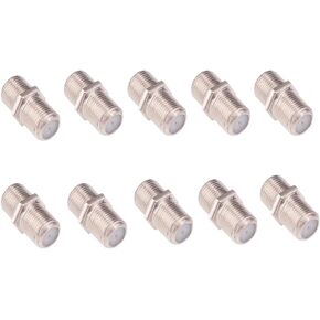 10pcs F Type Female to Female Barrel Connectors RG6 Extension Coaxial Adapter Coupler Joiner Gender Changer Plug for TV Antenna(F62-10)