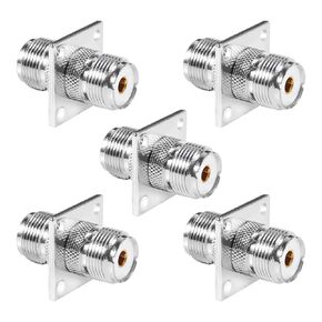Alinan 5pcs SO239 Connectors UHF Female to Female Jack RF Coax Connector 4 Hole Flange Chassis Panel Mount Adapter
