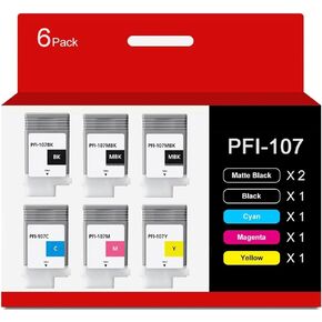 Compatible for Canon PFI-107 PFI-107MBK PFI-107BK PFI-107C PFI-107M PFI-107Y Ink Cartridges for Canon imagePROGRAF iPF670 iPF680 iPF685 iPF770 iPF780 iPF785 6-Pack 130ML