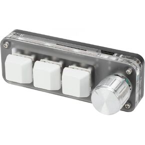 Cuifati Mini 3 Key Keypad with Knob, One Handed Macro Mechanical Keyboard, 3 Fully Programmable Keys, for, for Vista, for, for Macos