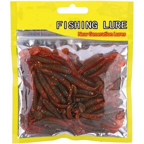 Fishing Lures Bass Worm Bait, 50PCS Soft Plastic Fishing Lures TTail Grub Worm Baits Fish Tackle Accessory for Saltwater Freshwater Trout Bass Fishing (Red) Realistic Plastic Worms