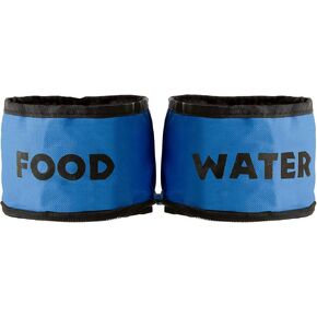 مجموعة أوعية الحيوانات الأليفة القابلة للطي من بيت ميكر - مجموعة أوعية طعام ومياه للكلاب من السيليكون المحمولة، من مادة البيسفينول A مع مشابك تثبيت للسفر - عبوتان، كل واحدة باللون الأزرق 32 أونصة in Kuwait