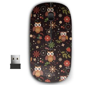2.4G Ergonomic Portable USB Wireless Mouse for PC, Laptop, Computer, Notebook with Nano Receiver (Owl Cute Owls)