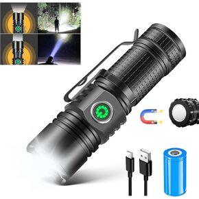 LUXJUMPER Super Bright LED Mini Flashlights with Portable Clip & Tail Magnet Rechargeable Hat Clip Light, EDC Zoomable 3 Modes, Waterproof Tactical Flashlight for Hiking, Camping, Hurricane Outage