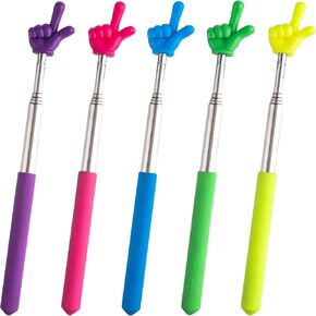 OIIKI 5 Pcs Retractable Teacher Pointer Sticks, Colorful Telescopic Whiteboard Teaching Pointer, Extendable Finger Pointer Stick for Learing, Reading, Teaching for School Classroom Office