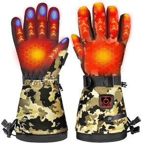 Heated Gloves for Men Women, Ski Winter Gloves 7.4V 22.2Wh Rechargeable Battery, Waterproof & Double Windproof Electric Heated Gloves, Camo Gloves for Outdoor Skiing Hunting Hiking Camping