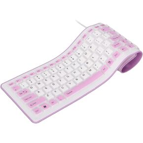 Foldable Silicone Keyboard, 103 Key Portable Keyboard for Laptop, Waterproof Design, Washable Silent Wired Roll Up Keyboard, Blue, Optional()