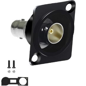75 Ohm BNC D-Type Panel Mount Connector - SDI Compatible, Gold-Plated Coaxial Female-to-Female Adapter Made with Waterproof Cover Compatible with Your Custom Communication & Surveillance Systems