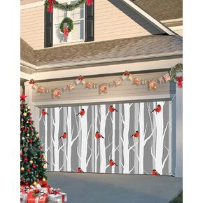 Christmas Garage Door Banner Cover 7 x 8 ft, Christmas Santa Claus Elk Snowy Christmas Garage Door Decorations Holiday Christmas Backdrop Decor for Winter New Year Xmas Party