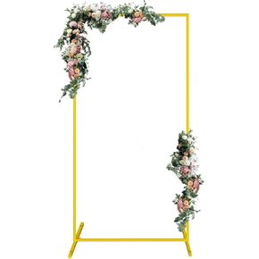 Wedding Arch, 6.6FTx 3.3FT Square Backdrop Stand for Ceremony 2 Pack, Gold Metal Arch Backdrop Stand for Parties, Balloon Arch Stand Backdrop for Anniversary, Birthday, Bridal, Baby Shower, Decoration