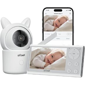 ieGeek Baby Monitor with 2 Cameras, Split-Screen Video Baby Monitor with Audio and 1080P Camera 4.3" Screen - Night Vision, Two-Way Talk, Cry & Motion Detection, Pan-Tilt-Zoom via Screen and Free APP…