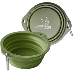 CHICHIPAWS Collapsible Pet Bowls, Portable Dog and Cat Dishes, 2 Pack Collapsible Water Bowls, Portable Pet Feeding Dish for Walking, Parking, Traveling, Camping with Carabiners (600ml)