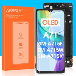OLED for Samsung Galaxy A71 4G Screen Replacement for Samsung A715 LCD Display SM-A715F,SM-A715W,SM-A715X Digitizer Touch Screen Assembly with Repair Tools(Black with Frame