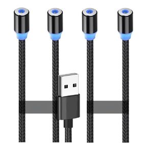 Magnetic Charging Cable 4pcs,(0.6ft,2.4 A Max) Nylon Braid Cord,Just Short Magnetic Cables Without Magnetic Charging Tips,Suitable for Charger Station/Mobile Power/Tablet&More Devices (Black)