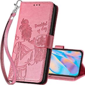 for iPhone 12 Pro Max Wallet case, Flip Folio Cover with Stand Feature for Women Men, PU Leather Phone Case Fit for iPhone 12 Pro Max 6.7'' [Rose Gold] in Saudi Arabia