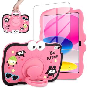 Coolden Case for iPad 10th Generation Case for Kid 10th Gen iPad Case with Screen Protector 360° Rotating Kickstand Cute Cartoon Silicone Heavy Duty Protective Cover for iPad 10.9 Case 2022