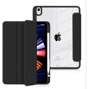 Batianda Hybrid Case for New iPad 10 2022 10th Generation 10.9-inch [Built-in Pencil Holder] Shockproof Cover with Clear Transparent Back Shell TPU Bumper,Auto Sleep/Wake,Golden Lotus