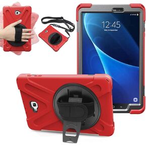 ANSONG Case for Samsung Galaxy Tab A 10.1 Case 2016 SM-T580/T585, Heavy Duty Case Complete with Screen Protector and 360 Rotating Handy Straps Screen Protector Rugged Cover Pencil Holder,Purple