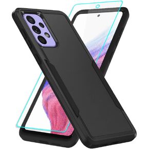 for Samsung A53 5G Case, Galaxy A53 5G Case with Screen Protector,Full Body Protection Durable Rubber Cover Phone Case for Samsung Galaxy A53 5G,Black